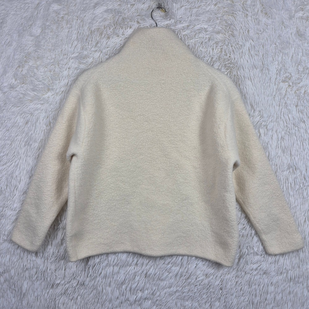 Aritzia The Group 100% Wool Mock Neck Boucle Boxy Sweater Cream Large 122817 - Picture 3 of 8